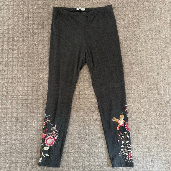 Johnny Was Valentina Embroidered Gray Leggings Size Medium - Picture 6 of 9